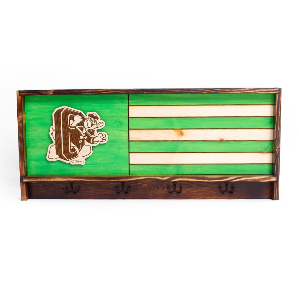 DTO, Timeless Etchings, Brown, Wall Art & Clocks, Wood, Home & Auto, 35"x16"x3.5", Flag & Coat Rack, 816394